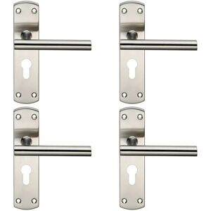 Loops Mitred T Bar Lever - Satin Steel - 172x44mm - Door Handle Loops Mitred T Bar Lever - Satin Steel - 172x44mm - Door Handle