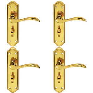 Loops - Curved Door Lever - Polished Brass - 180x45mm - Door Handle Loops - Curved Door Lever - Polished Brass - 180x45mm - Door Handle