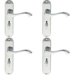 Loops Curved Lever on Chamfered Backplate 180x40mm - Polished Chrome - Door Handle Set Loops Curved Lever on Chamfered Backplate 180x40mm - Polished Chrome - Door Handle Set