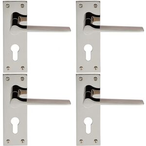 Loops - Flat Straight Lever Slim Euro Backplate - Nickel Loops - Flat Straight Lever Slim Euro Backplate - Nickel