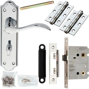 Loops - Door Handle & Bathroom Lock Pack Chrome Victorian Curved Thumb Turn Backplate Loops - Door Handle & Bathroom Lock Pack Chrome Victorian Curved Thumb Turn Backplate