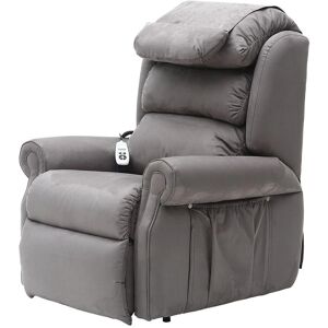 Loops - Dual Motor Rise and Recline Armchair - Grey Suedette Fabric - Armchair Loops - Dual Motor Rise and Recline Armchair - Grey Suedette Fabric - Armchair