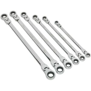 Loops - 6pc Flex Head Ratchet Ring Spanner - 12 Point Metric - Double - Set Loops - 6pc Flex Head Ratchet Ring Spanner - 12 Point Metric - Double - Set
