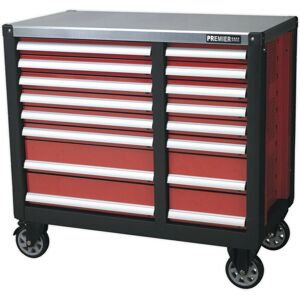Loops 16 Drawer Mobile Workstation - Ball Bearing Slides - Heavy Gauge Steel - Wheeled Loops 16 Drawer Mobile Workstation - Ball Bearing Slides - Heavy Gauge Steel - Wheeled