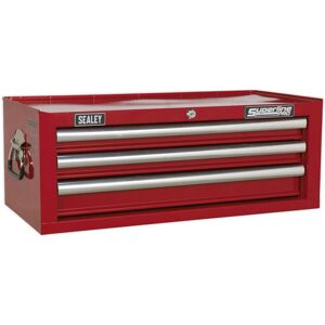 Loops 670 x 320 x 255mm RED 3 Drawer MID-BOX Tool Chest Lockable Storage Unit Cabinet - Tool Chest Loops 670 x 320 x 255mm RED 3 Drawer MID-BOX Tool Chest Lockable Storage Unit Cabinet - Tool Chest