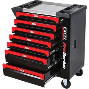 Excel 7-Drawer Black/Red Roller Tool Cabinet - Storage & Garage Excel 7-Drawer Black/Red Roller Tool Cabinet - Storage & Garage