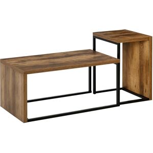 HOMCOM 2 Pieces Coffee Tables Set Industrial Style Side Table Living Room brown - Coffee Table Set HOMCOM 2 Pieces Coffee Tables Set Industrial Style Side Table Living Room brown - Coffee Table Set