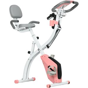 HomCom 2 in 1 Upright Foldable Exercise Bike with Arm Resistance Bands - Pink HomCom 2 in 1 Upright Foldable Exercise Bike with Arm Resistance Bands - Pink