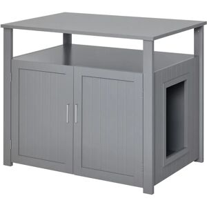 PawHut Grey Cat Litter Box Enclosure with Adjustable Interior - Cat Furniture PawHut Grey Cat Litter Box Enclosure with Adjustable Interior - Cat Furniture