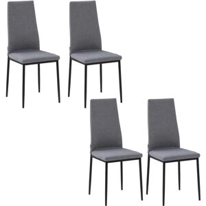 HOMCOM Grey Upholstered Linen Dining Chairs - Dining Chairs Set of 4 HOMCOM Grey Upholstered Linen Dining Chairs - Dining Chairs Set of 4