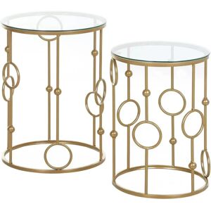Homcom Gold Nesting Coffee Tables - Set of 2 - Tempered Glass Homcom Gold Nesting Coffee Tables - Set of 2 - Tempered Glass