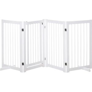 PawHut Wooden Freestanding Pet Gate 4 Panels 91cm Foldable Dog Fence White - Pet Gate PawHut Wooden Freestanding Pet Gate 4 Panels 91cm Foldable Dog Fence White - Pet Gate