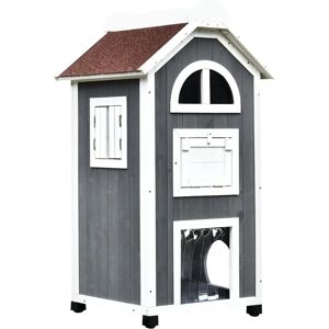 PawHut Wooden Cat House Condos 2-Floor Pet Shelter - Cat Furniture PawHut Wooden Cat House Condos 2-Floor Pet Shelter - Cat Furniture