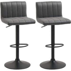 HOMCOM Grey Adjustable Height Swivel PU Leather Barstool - Barstool HOMCOM Grey Adjustable Height Swivel PU Leather Barstool - Barstool