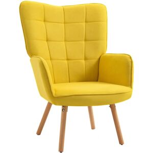 HOMCOM Yellow Velvet Tufted Accent Chair - Accent Chair HOMCOM Yellow Velvet Tufted Accent Chair - Accent Chair