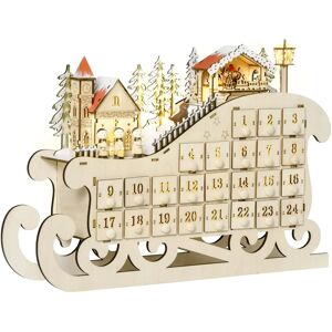 HOMCOM Christmas Advent Calendar Light Up Sleigh - Advent Calendar HOMCOM Christmas Advent Calendar Light Up Sleigh - Advent Calendar