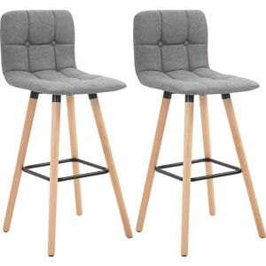 HOMCOM Grey Set of 2 Counter Bar Stools - Vintage Mid-Century Style HOMCOM Grey Set of 2 Counter Bar Stools - Vintage Mid-Century Style