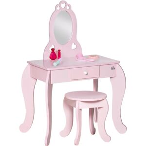 HOMCOM Kids Vanity Set - Girls Dressing Table & Stool - Makeup Desk HOMCOM Kids Vanity Set - Girls Dressing Table & Stool - Makeup Desk