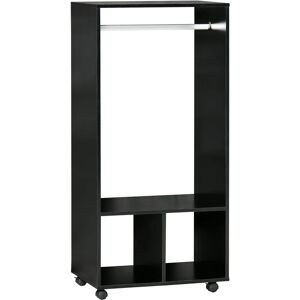 HOMCOM Black Wardrobe with Shelves and Rod - Wardrobe HOMCOM Black Wardrobe with Shelves and Rod - Wardrobe