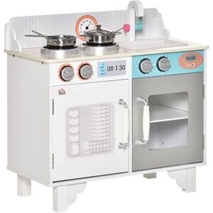 HOMCOM Kids Wooden Toy Kitchen Pretend Playset with Sink Faucet Pot - Kids Play Kitchen Set HOMCOM Kids Wooden Toy Kitchen Pretend Playset with Sink Faucet Pot - Kids Play Kitchen Set