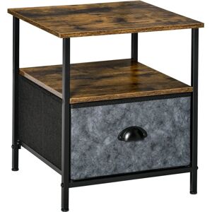 HOMCOM Rustic Brown Industrial Nightstand with Drawer - Side Table HOMCOM Rustic Brown Industrial Nightstand with Drawer - Side Table