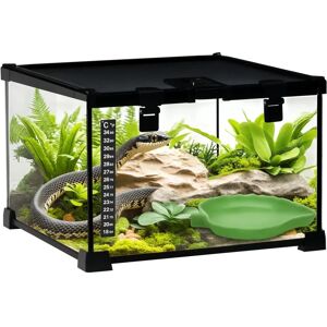 PawHut Reptile Terrarium 30x30x20cm - Glass Habitat for Lizards, Frogs, Snakes PawHut Reptile Terrarium 30x30x20cm - Glass Habitat for Lizards, Frogs, Snakes