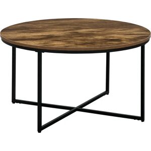 HOMCOM Brown Industrial Round Coffee Table - Coffee Table HOMCOM Brown Industrial Round Coffee Table - Coffee Table