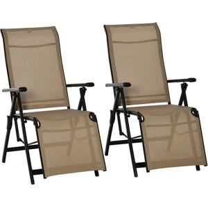 Outsunny Beige Outdoor Sun Loungers Set of 2 with Adjustable Backrest & Footrest Outsunny Beige Outdoor Sun Loungers Set of 2 with Adjustable Backrest & Footrest