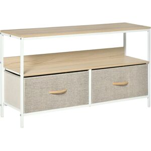 HOMCOM Light Grey TV Cabinet - 47 Inch TV Stand with Foldable Drawers HOMCOM Light Grey TV Cabinet - 47 Inch TV Stand with Foldable Drawers