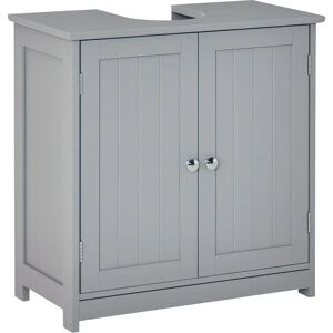 Kleankin 60x60cm Under-Sink Storage Cabinet - Grey - Adjustable Shelf Kleankin 60x60cm Under-Sink Storage Cabinet - Grey - Adjustable Shelf
