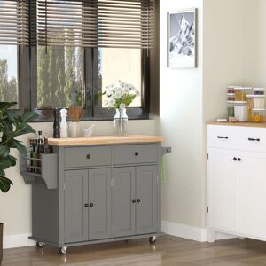 HOMCOM Kitchen Island with Flexible Storage Shelf - Grey HOMCOM Kitchen Island with Flexible Storage Shelf - Grey