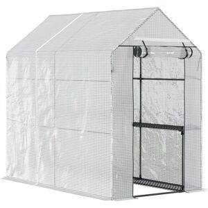 Outsunny White Greenhouse 186x120x190cm with Shelves - Greenhouse Outsunny White Greenhouse 186x120x190cm with Shelves - Greenhouse