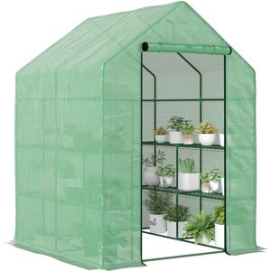 Outsunny Greenhouse 143x138x190cm with Shelves - Green Garden Greenhouse Outsunny Greenhouse 143x138x190cm with Shelves - Green Garden Greenhouse