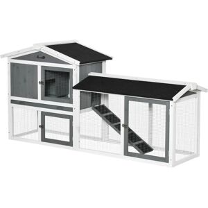 PawHut White Two-Tier Rabbit Hutch w/ Run, Tray, Ramp PawHut White Two-Tier Rabbit Hutch w/ Run, Tray, Ramp