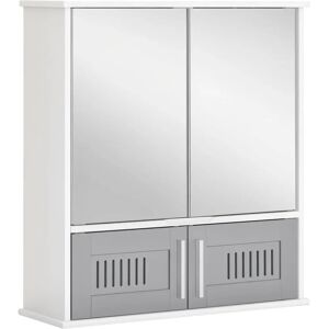 Kleankin Grey Wall Mount Bathroom Mirror Cabinet - Double Doors Kleankin Grey Wall Mount Bathroom Mirror Cabinet - Double Doors