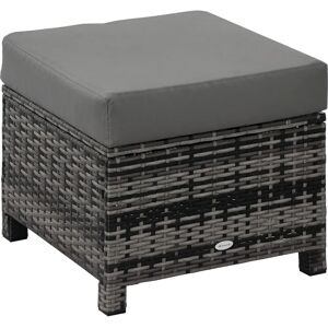 Outsunny Rattan Footstool - Padded Seat Garden Ottoman Outsunny Rattan Footstool - Padded Seat Garden Ottoman