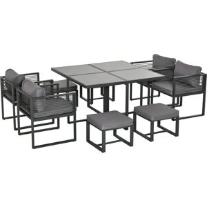 Outsunny 8 Seater Aluminium Garden Dining Cube Set - Garden Furniture Set Outsunny 8 Seater Aluminium Garden Dining Cube Set - Garden Furniture Set