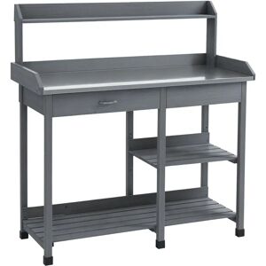 Outsunny Garden Potting Table - Garden Potting Table, Wooden Workstation Bench w/ Shelves Outsunny Garden Potting Table - Garden Potting Table, Wooden Workstation Bench w/ Shelves