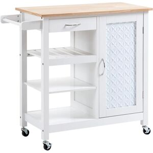 HOMCOM White Compact Kitchen Trolley with Storage - Kitchen Trolley HOMCOM White Compact Kitchen Trolley with Storage - Kitchen Trolley