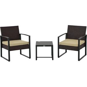 Outsunny 3 Piece Rattan Patio Bistro Set - Garden Furniture Outsunny 3 Piece Rattan Patio Bistro Set - Garden Furniture
