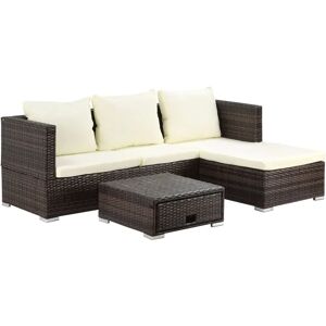 Outsunny Rattan Garden Sofa Set - 4-Seater Brown - Garden Sofa Set Outsunny Rattan Garden Sofa Set - 4-Seater Brown - Garden Sofa Set