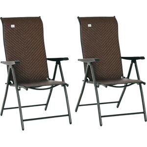 Outsunny Outdoor Rattan Folding Chair Set - Brown Outsunny Outdoor Rattan Folding Chair Set - Brown