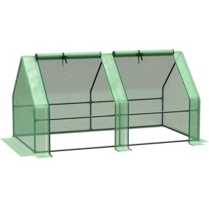 Outsunny Mini Greenhouse - Steel Frame, UV Cover, Windows - Green Outsunny Mini Greenhouse - Steel Frame, UV Cover, Windows - Green