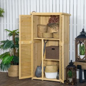 Outsunny 87x47x160cm Wooden Garden Storage Shed - Natural Outsunny 87x47x160cm Wooden Garden Storage Shed - Natural