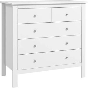 HOMCOM White Modern Chest of Drawers - 5 Drawer Storage Bedroom Furniture HOMCOM White Modern Chest of Drawers - 5 Drawer Storage Bedroom Furniture