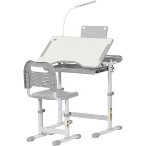 HOMCOM Kids Study Desk and Chair Set - Grey - Adjustable Height HOMCOM Kids Study Desk and Chair Set - Grey - Adjustable Height