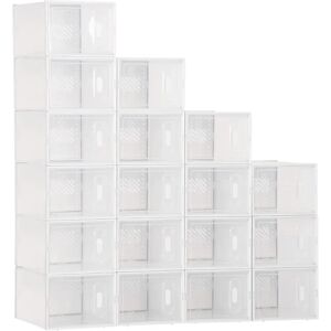 HOMCOM 18PCS Stackable Shoe Box Clear Plastic Shoe Storage - Shoe Type HOMCOM 18PCS Stackable Shoe Box Clear Plastic Shoe Storage - Shoe Type