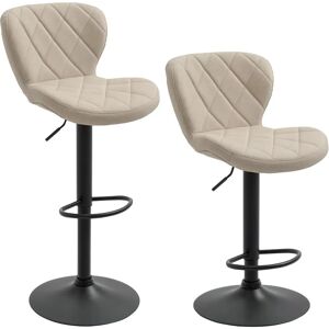 HOMCOM Adjustable Height Bar Stools Set of 2 - Swivel Light Khaki HOMCOM Adjustable Height Bar Stools Set of 2 - Swivel Light Khaki
