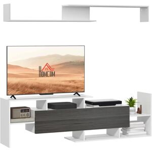 HOMCOM Wall-Mounted TV Cabinet with Storage - White & Grey HOMCOM Wall-Mounted TV Cabinet with Storage - White & Grey