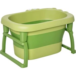 HomCom Baby Bathtub for 0-6 Years Collapsible with Stool Seat for Newborns Green One Size HomCom Baby Bathtub for 0-6 Years Collapsible with Stool Seat for Newborns Green One Size